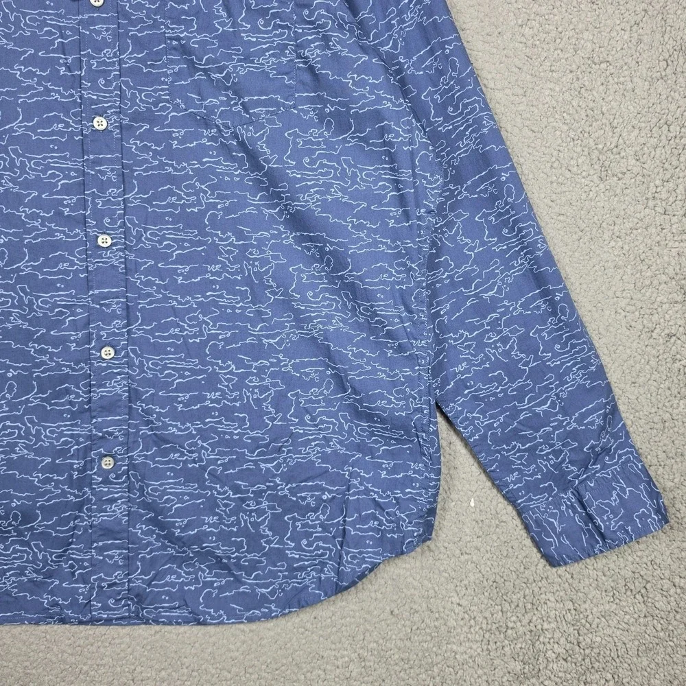 Banana Republic Shirt Mens Size XL Blue Cloud All Over Print Slim Fit Custom 078